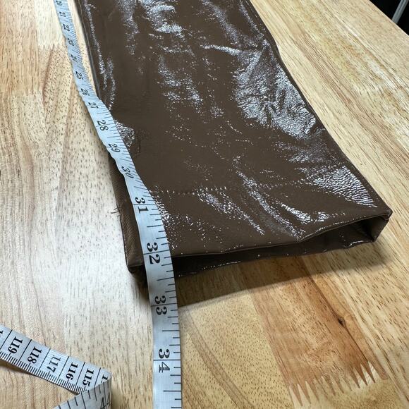 ALIX NYC NWT Loring Pants Faux Patent Leather Size 6 Mid Rise Acorn Brown - Picture 12 of 12